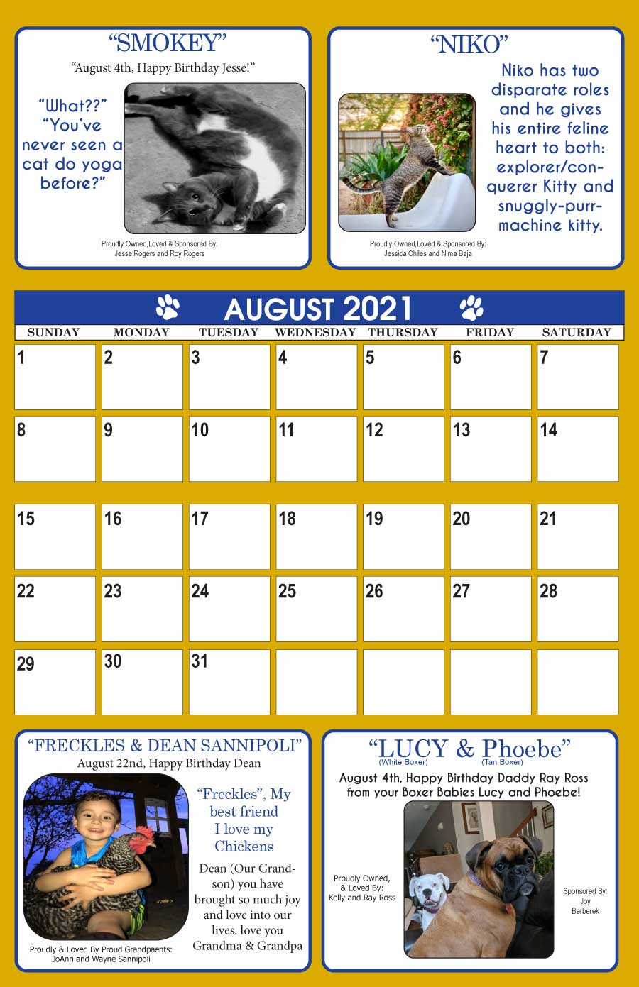 Guadalupe County Humane Society Calendar - January