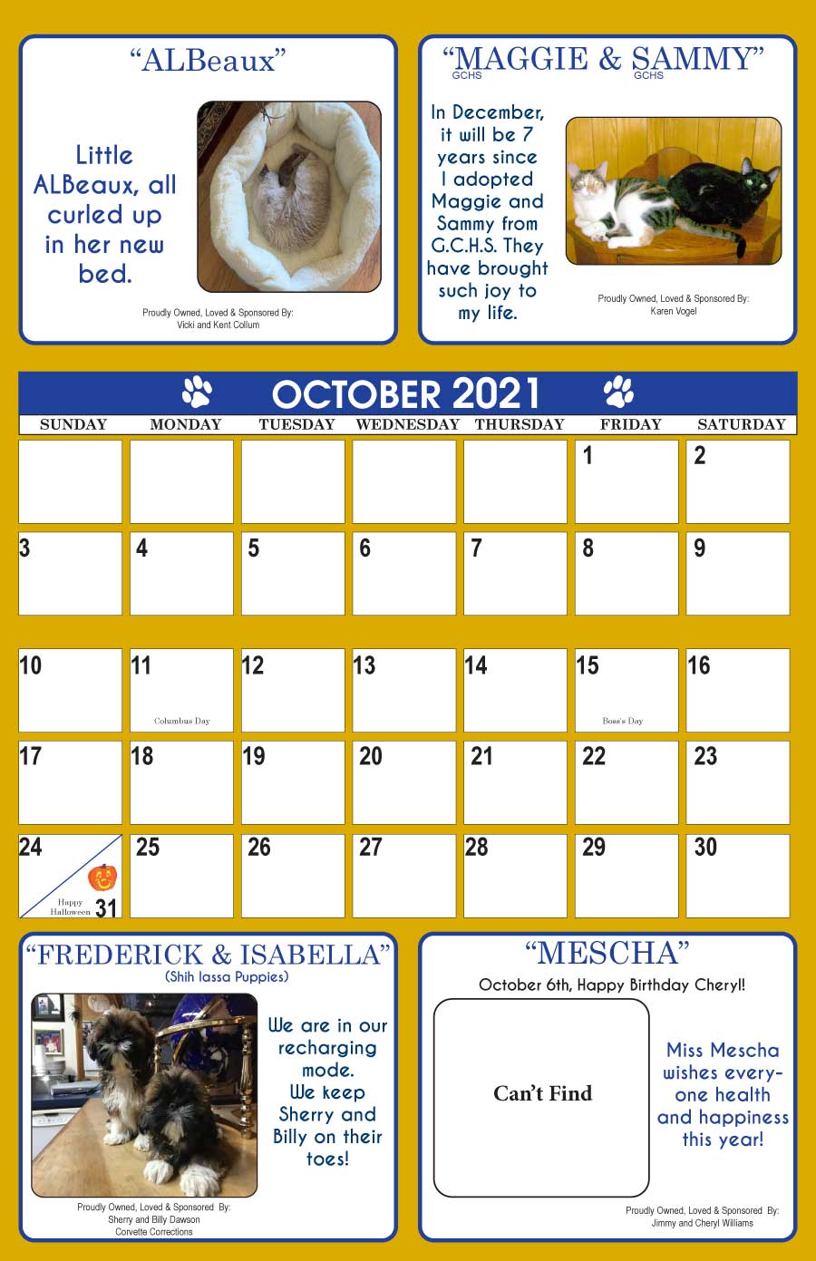 Guadalupe County Humane Society Calendar - January